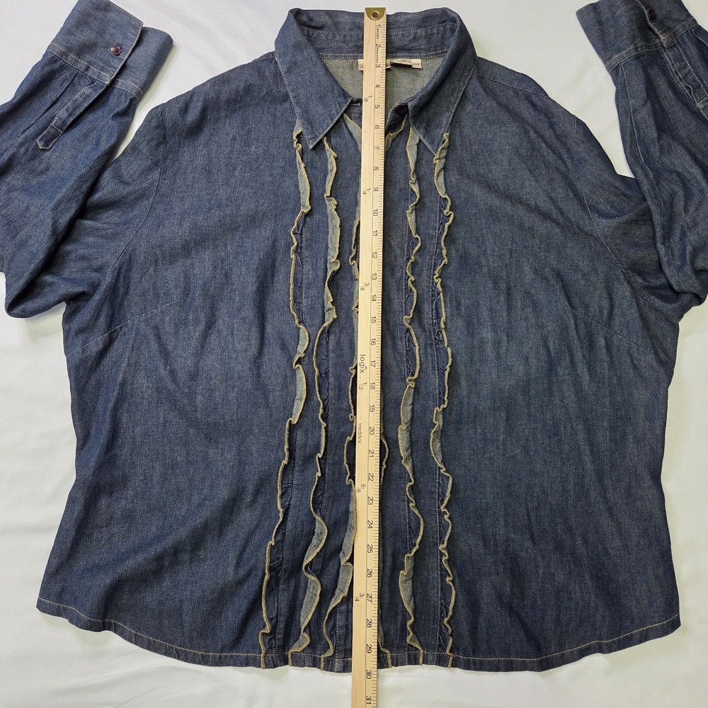 Newport News Jeanology Vtg Ruffle Frnt Top 24w Western Prairie Cowgirl y2k Boho - Picture 3 of 7